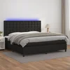vidaXL Box spring postelja z vzmetnico LED črna 200x200cm umetno usnje