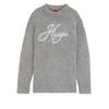 HUGO Pulover Sloguinny siva/bela