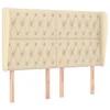 Vidaxl Vzglavje z ušesi krem 147x23x118/128 cm blago