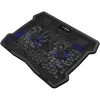 Cooling stand dual-fan with 2x2.0 USB hub, support up to 10-15.6 laptop, ABS plastic and iron, Fans dimension:125*125*15mm(2pcs), DC 5V,