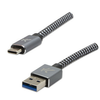 Logo Kabel USB (3.2 gen 1), USB A moški - USB C moški, 2 m, 5 Gb/s, 5 V/2 A, siv, škatla, kovinski oplet, aluminijast pokrov priključka