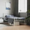 shumee vidaXL Kovinski posteljni okvir z vzglavjem in vznožjem bel 75x190 cm