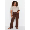 Trendyol Curve Brown Cut-Cut Spanish Fit Denim Jeans