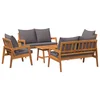 Bistro set s jastukom 5 pcs Smeđa Čvrsto drvo akacije