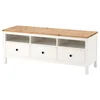 HEMNES TV stalaža, belo bajcovano/svetlosmeđa, 148x47x57 cm