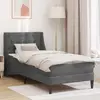 vidaXL Posteljni okvir z vzmetnico Temno siva 100 x 200 cm Žamet