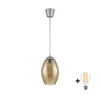 Brilagi - LED luster na sajli GLASS 1xE27/60W/230V O 17 cm srebrna/dimljeno bež
