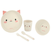 KikkaBoo Set posuđa od bambusa Cat Pink