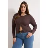 Trendyol Curve Ženska bluza Tbbaw26Af00119, Braon