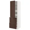 METOD/MAXIMERA Visoka omara+plc/4prd/vrata/2 ličn, bela/Sinarp rjava, 60x60x200 cm