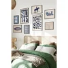 WallXpert set od 8 uramljenih slika Çgs-009, plavi kaubojski i surf motivi – Wild Side, Cowgirl, Aloha i lobanja bika, crni ram