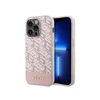 GUESS Maska za iPhone 14 Pro GCUBE PU STRIPES Pink MagSafe