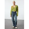 Trendyol Green Embroidery Detailed V Neck Knitwear Cardigan