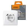 shumee Videx Binera enojna schuko vtičnica tip F bela USB-A + USB-C