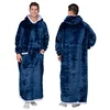 shumee ODEJICA Z MAJICO Velika topla debela ODEJICA Z MAJICO 2v1 XXL TEMNO MODRA Krznena [KB-XL3]