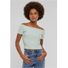 Womens T-shirt Organic Off Shoulder Rib - mint