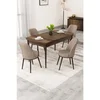 Hanah Home trpezarijski set Rax, sto na razvlačenje i 4 stolice, ploča u dekoru drveta Baroque, kapućino tkanina Babyface