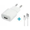 shumee Stenski polnilnik Forever 1x USB 2A bel + microUSB kabel