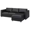 VIMLE Sofa trosed, s lenjivcem/Grann/Bomstad crna