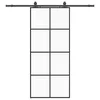 Vidaxl Drsna vrata z opremo črna 90x205 cm ESG steklo