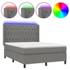 Vidaxl Box spring postelja z vzmetnico LED temno siva 140x200 cm blago