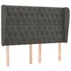 Vidaxl Vzglavje z ušesi temno sivo 163x23x118/128 cm žamet
