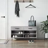 Vidaxl vidaXL Klop s prostorom za čevlje, siv hrast sonoma, 102x35x55 cm