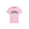 Tommy Jeans Majica Varsity svetlo siva / roza / črna