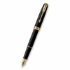 PARKER Naliv pero Sonnet Matte Black Lacquer - 1931517 Crna/Zlatna, Srednje tanki vrh (Medium), Plavo mastilo, 1 kom