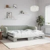 VIDAXL Izvlečna dnevna postelja z vzmetnico sv. siva 100x200 cm blago