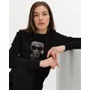 Karl Lagerfeld Ikonik Rhinestone Pulover 487079 Črna