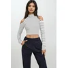 Trend Alacati Stili Ženska bluza dugih rukava ALC-X12644, Belo-crna