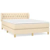 Vidaxl Box spring postelja z vzmetnico krem 140x190 cm blago