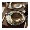 24-delni jedilni komplet večbarven/rjav/porcelan