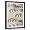Plakat s paspartujem Zen kamni v peščenih krogih - 20x30 silver