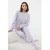 Trendyol Lilac Cotton Floral Knitted Pajama Set