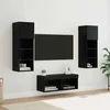 TV zidni ormari Zidne 4 pcs Crni hrast Konstruirano drvo