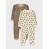 Sinsay - Pamučni zeka kombinezoni sa leopard printom 2 pack - BEŽ