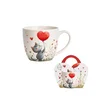 Duo Porcelanasta skodelica 460 ml - MAČKA Z BALONOM VALENTINOVO DARILO