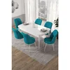 Hanah Home trpezarijski set Via, sto na razvlačenje i 6 stolica, bela ploča, tirkizna tkanina Jerry