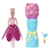 Northix Barbie lutka presenečenja s cvetjem roza tulipan dišeča