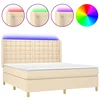 Krevet box spring s madracem LED krem 180x200 cm od tkanine