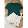 Trendyol Emerald Green Galaxy Patterned Baby Overlock Detailed Shorts Knitted Pajama Set