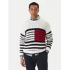 TOMMY HILFIGER Pulover BRETON mornarska/rdeča/volneno bela