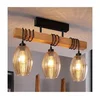 Brilagi - Plafonski luster WOOD GLASS 3xE27/60W/230V borovina/crna/zadimljeno bež