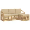 Set vanjskih sofa s jastukom 4 pcs Bijela i bež Poliester