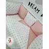 Bubamara037 Set za krevetac sa ogradicom od jastuka Srca, bez lastiša, Belo-Roze