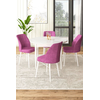 Hanah Home Set Trpezarijski sto i 4 stolice, Ljubičasto-beli