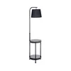Stojeća lampa sa stolićem 1xE27/60W/230V USB crna