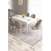 Hanah Home Set Trpezarijski sto i 6 stolica Roz, Bež-beli